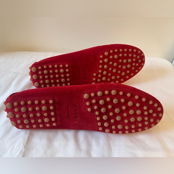 M. Gemi Red Suede Driving Loafers - Picture 4 of 9